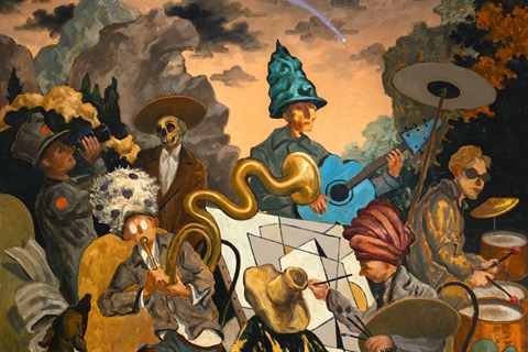 v2_Michael Vale, Green shiny hat (& a shooting star), 2024, oil on linen, 137 x 122cm.jpg