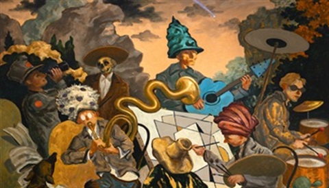 Michael Vale, Green shiny hat (& a shooting star), 2024, oil on linen, 137 x 122cm.jpg